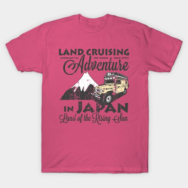 Landcruising Adventure in Japan - Curly font edition T-Shirt by landcruising